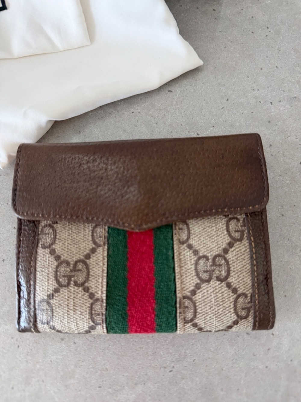 EUC Gucci Brown GG Canvas Bifold Wallet with Web Stripe - Picture 3 of 8